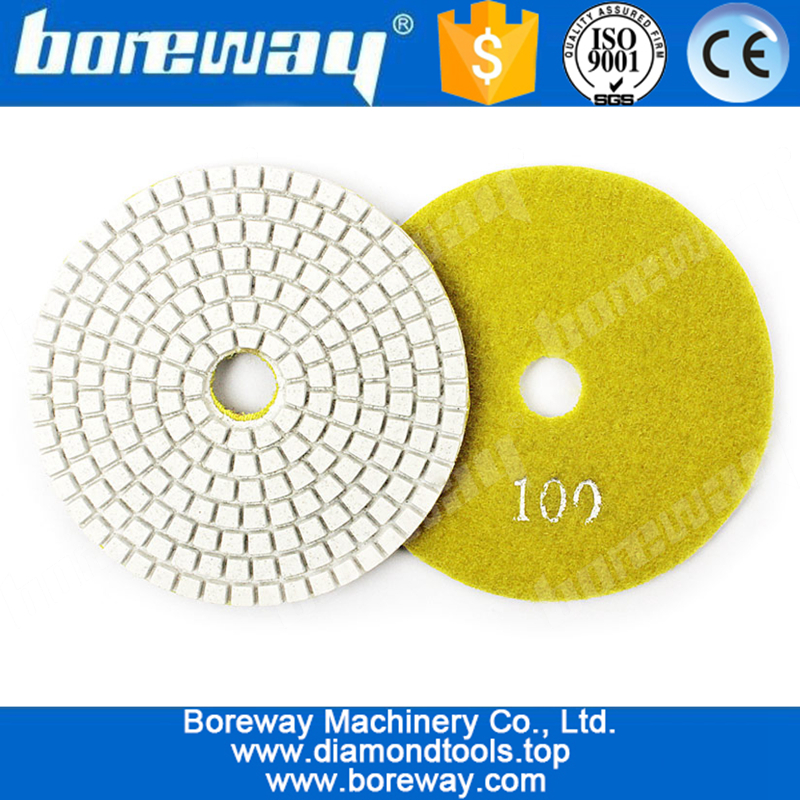 Manufacturer supply 100mm diamond white polishing pad for granite  stone 