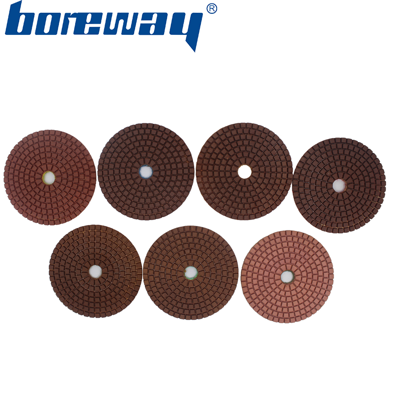 4inch 100mm 7 steps brown square type wet use diamond polishing pads for stone ceramic concrete