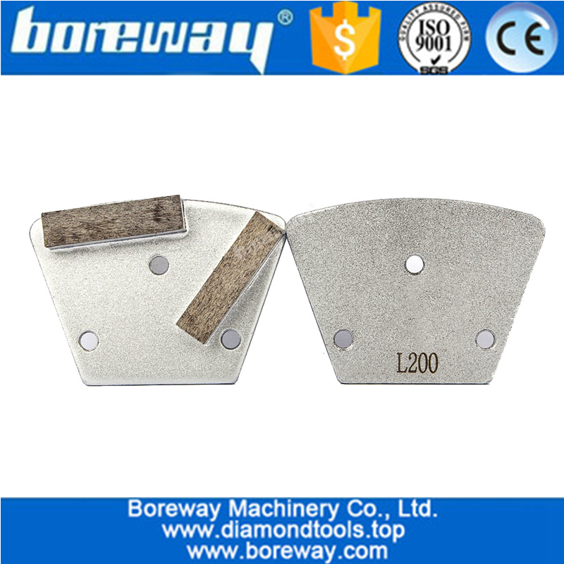 Diamond Trapezoid Metal Grinding Block With Two Segment Three Holes For Concrete Floor Grinding