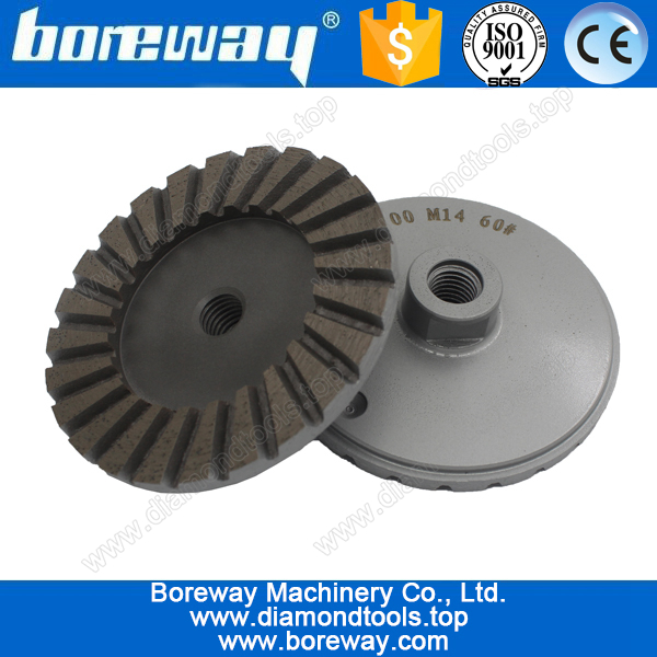 Supply D100*M14*60# ripple segment diamond cup grinding wheels for grinding stone and concrete