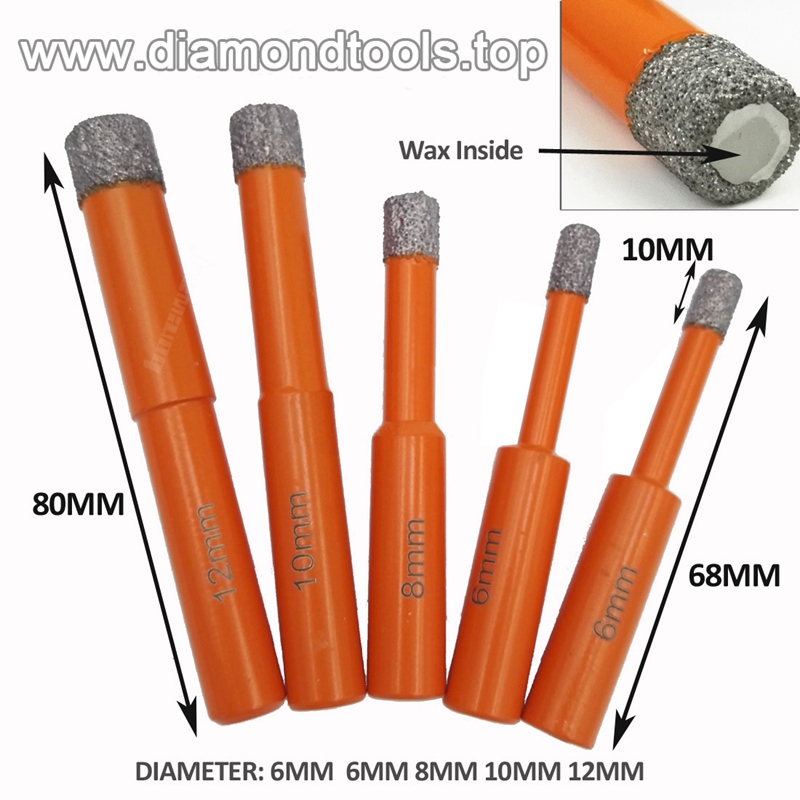 5Pcs/set Round Shank Vacuum Brazed Diamond Drill Bits for stone 01