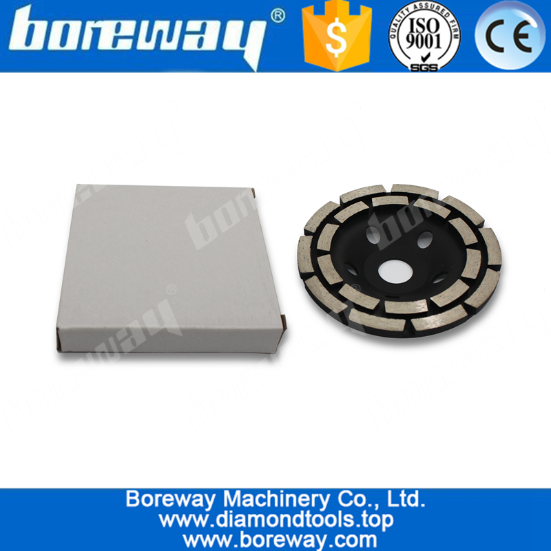 5inch diamond cup grinding wheel with double row segment for concrete natural stone