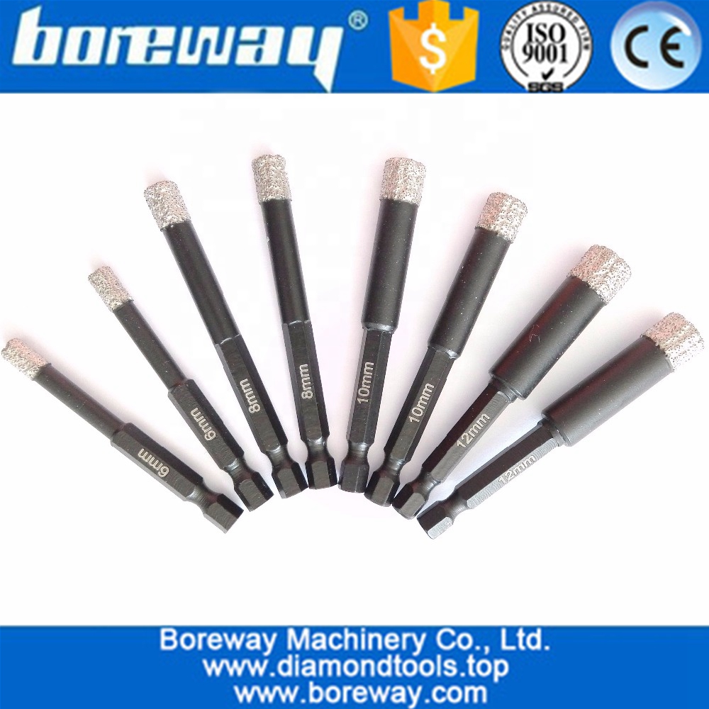  Vacuum Brazed Dry drilling core bits with quick-fit shank, best quality vacuum brazed diamond core drill bits 