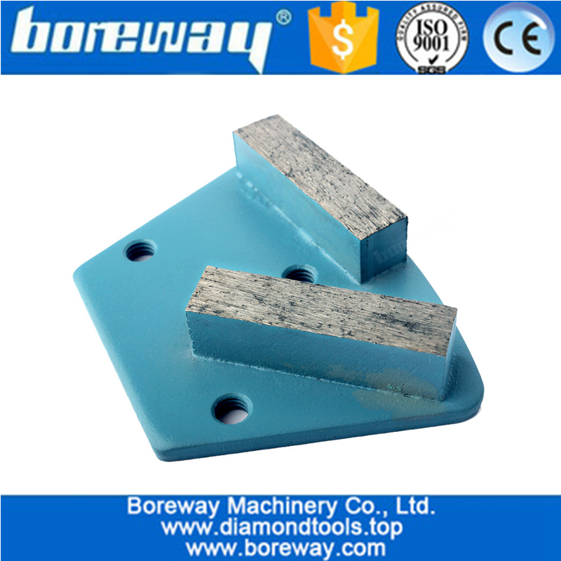 Diamond Trapezoid Metal Grinding Block With Two Segment Three Holes For Concrete Floor Grinding