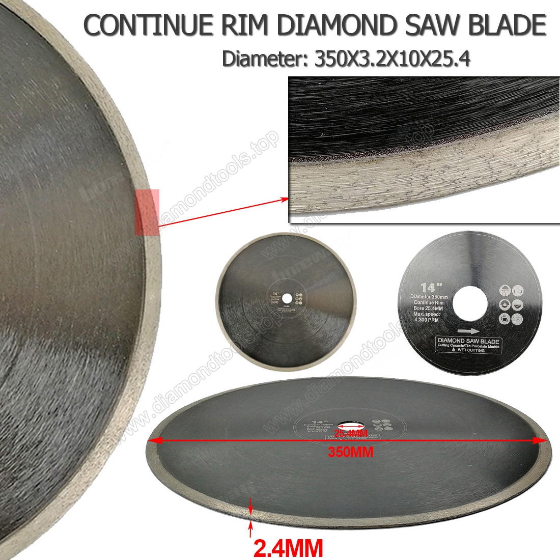 Hot-Pressed Continuous Rim Diamond Saw Blade wholesale Cutting Disc Porcelain Tile Ceramic Marble Saw Blade
