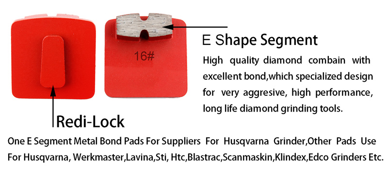 China Factory Price Two E Shape Segment Diamond Polishing Concrete Pads For Floor Husqvarna Machine