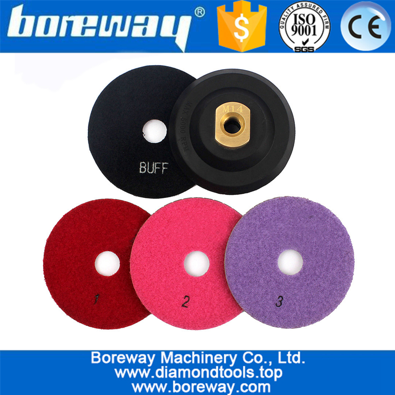 Low Price Diamond Tools 3 Step Grinding Disc+Buff Polishing Pad+Rubber Backer Pad For Surface Countertops Polishing 