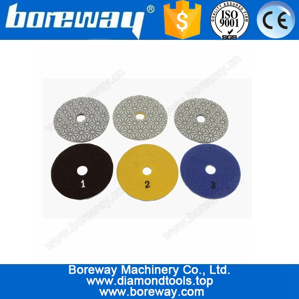 4 inch 3 step flexible diamond dry use polishing pad