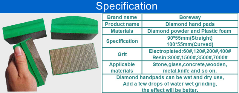 Diamond hand pads for grinding stone,concrete,ceramic,wooden board and knives