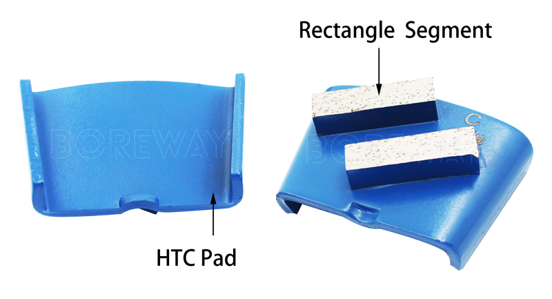 HTC Floor Pad Diamond Grinding Shoes With Two Rectangle Shape Segments