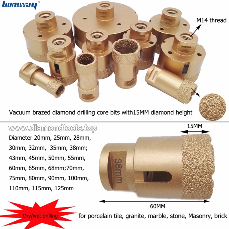 Dia.100mm Vacuum Brazed diamond drill core bits with M14 Thread hole saw diamond drill bits