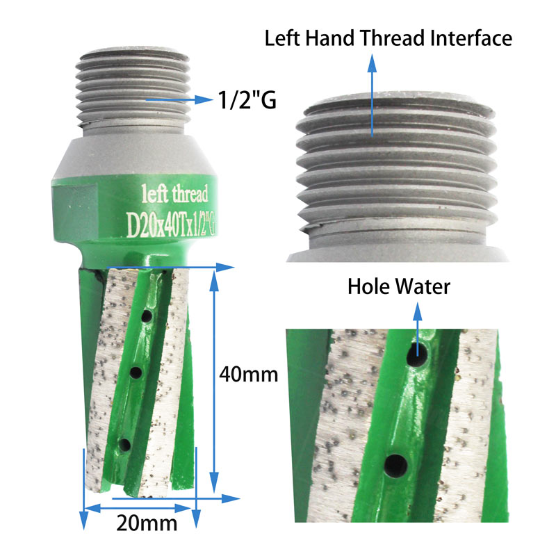 D20 Left Hand Thread Interface Finger Bit for Suppliers