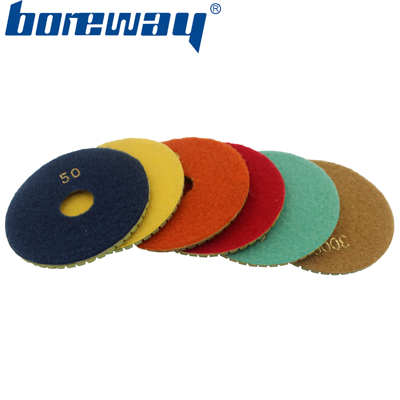 4inch 100mm 7 steps green suqare type wet use diamond polishing pads for stone ceramic concrete