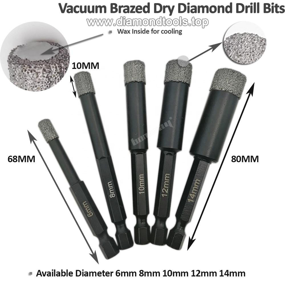 Vacuum Brazed Dry drilling core bits with quick-fit shank,Vacuum Brazed diamond core drill bits