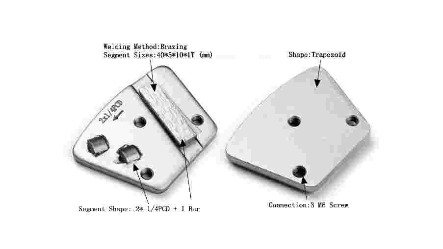 PCD Metal Trapezoid Grinding Disc 2 Quarter Round PCD