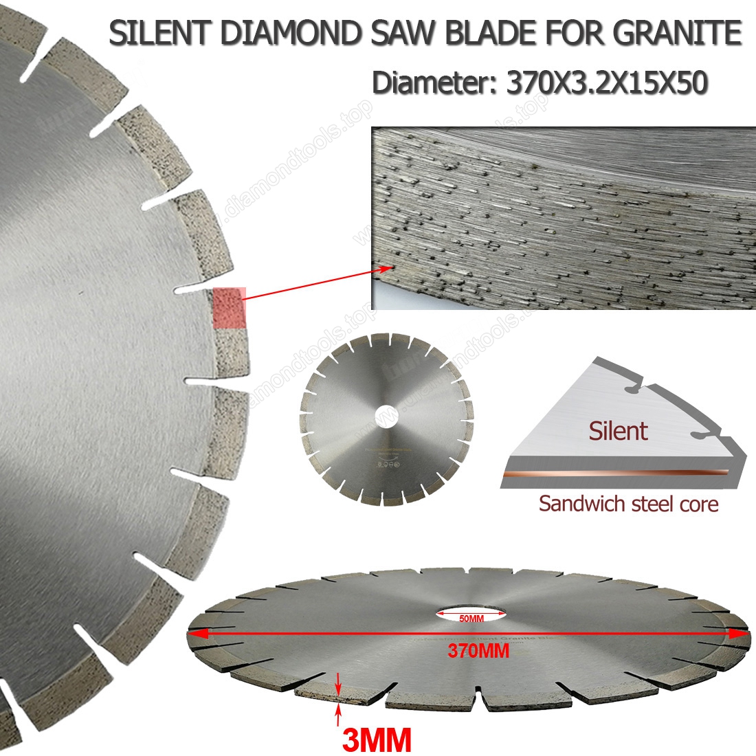 Diamond Silent Saw Blade Sandwich Steel core Granite cutting Disc Wheel