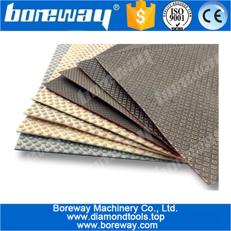 Electroplated diamond hand polishing sheet for stone glass and ceramic