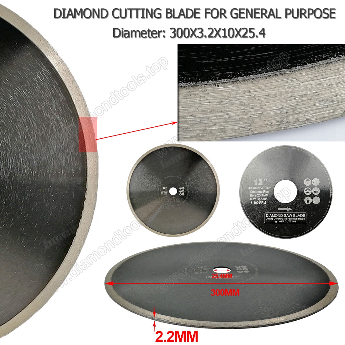 Hot-Pressed Continuous Rim Diamond Saw Blade wholesale Cutting Disc Porcelain Tile Ceramic Marble Saw Blade