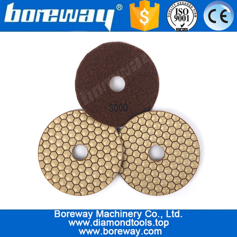 5 inch 3pcs 125mm Diamond Dry Polishing Pad For Flexible Stone Granite Marble