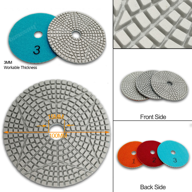4inch 3-Steps Premium Diamond Polishing Pads for stone marble 1