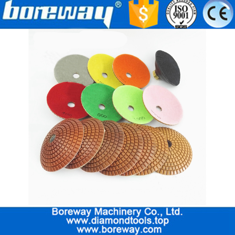 Bowl shaped wet Diamond Polishing Pads With Rubber Backer M14 Thread Diamond Sanding Disc