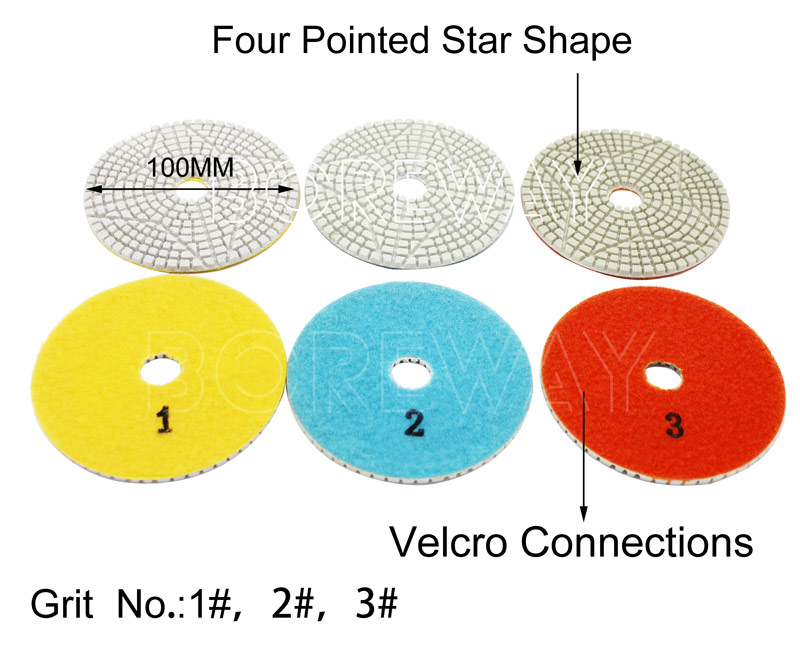 100mm 3 Step Wet Use Polishing Pad Disc For Stone Suppliers Or Manufacturer