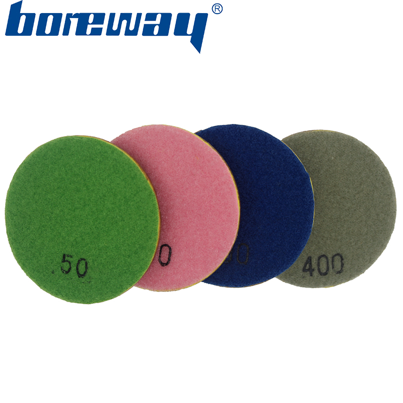 3inch 80mm 4 steps wet use diamond floor polishing pads with metal