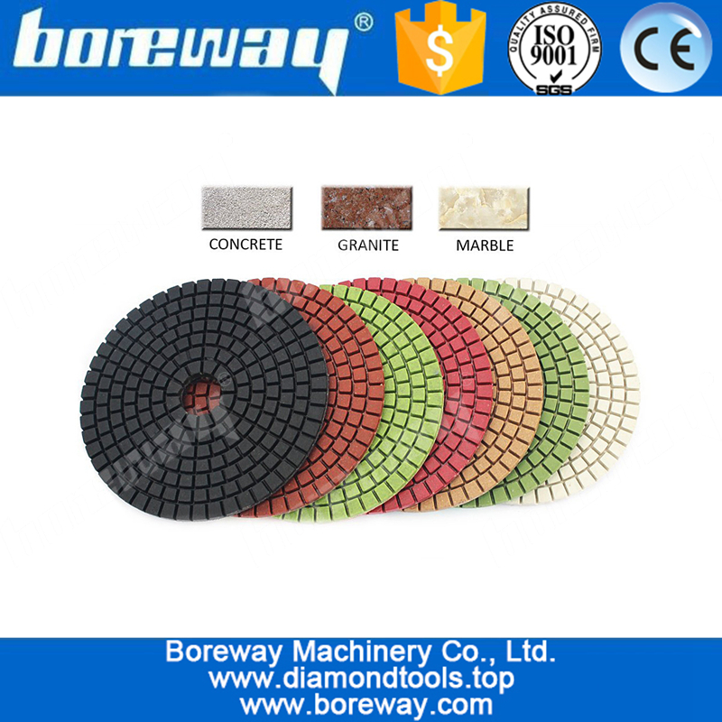 4 inch Diamond Polishing Pads For Granite Marble Concrete with Rubber Backer