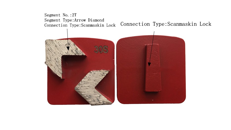 Double Arrow Segments Diamond Grinding Segments With Scanmaskin Lock System