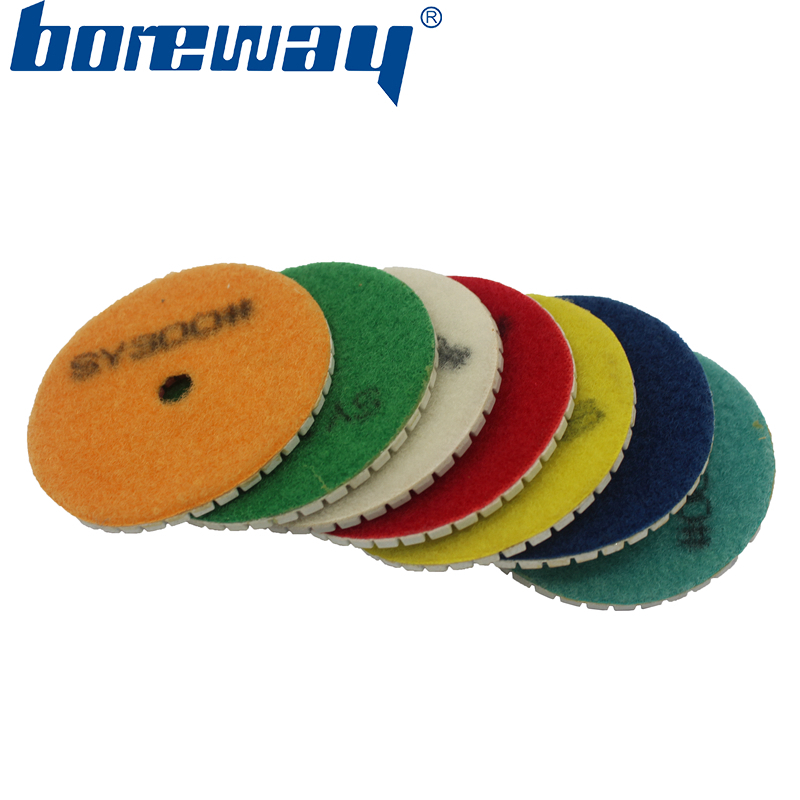 3inch 80mm 7 steps 2 in 1 wet use diamond polishing pads for stone concrete