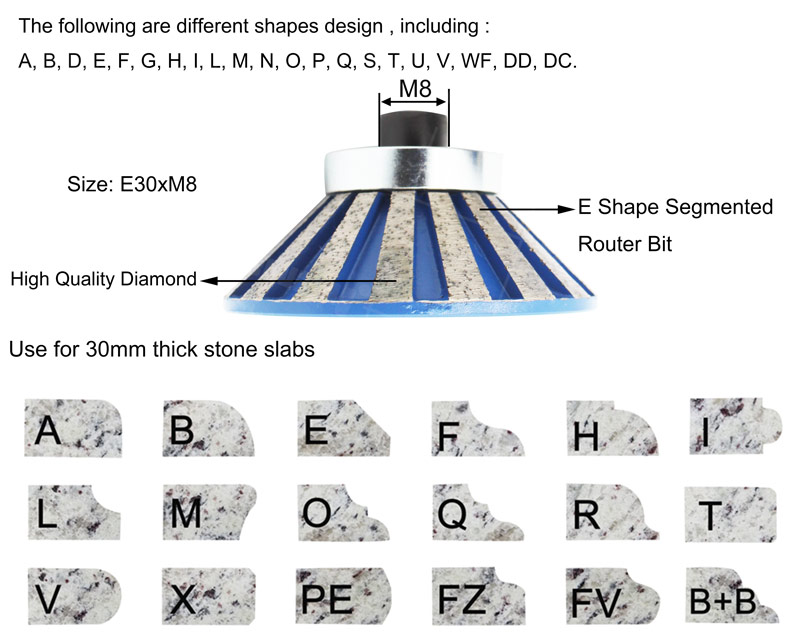 E30xM8 CNC Segmented Diamond Router Bit