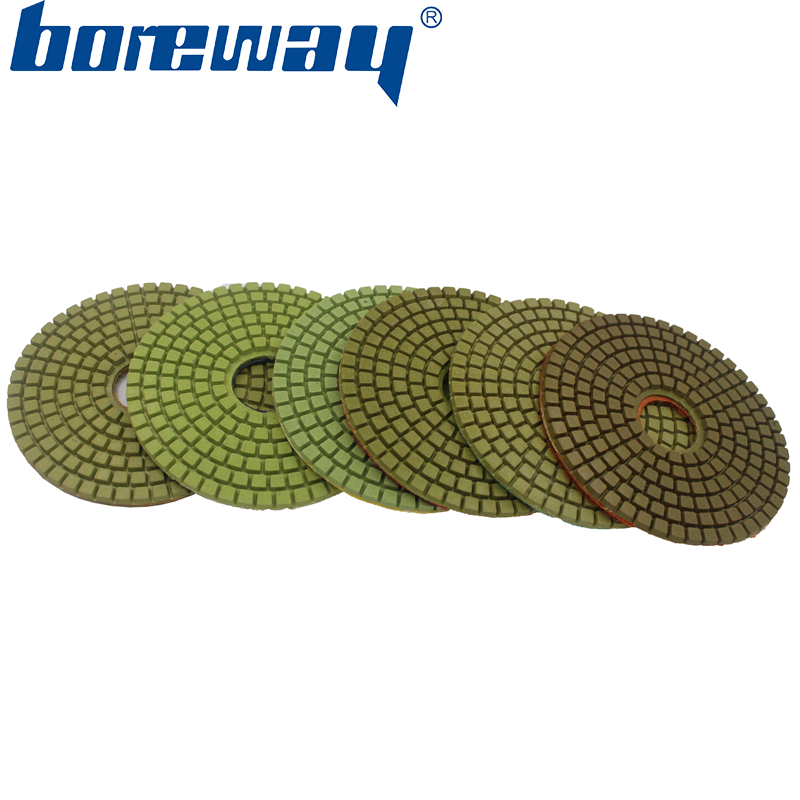 4inch 100mm 7 steps green suqare type wet use diamond polishing pads for stone ceramic concrete