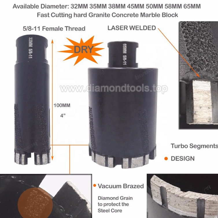 Laser Welded Diamond core bits Drilling stone concrete block 6mm-65mm Diamond drill Core Bits