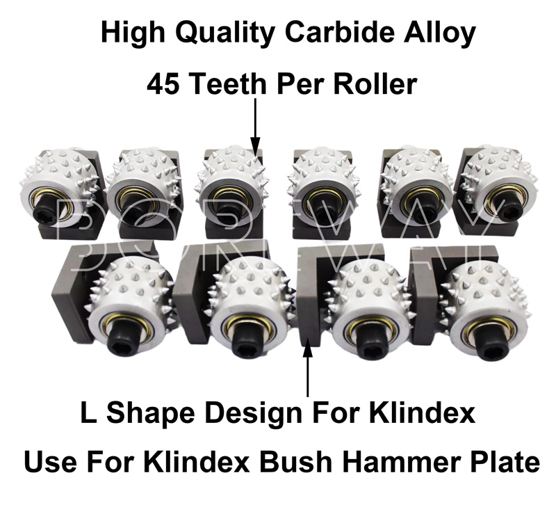 bush hammer roller with L shape base