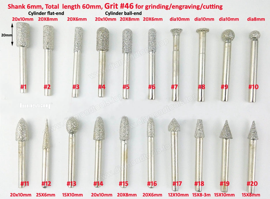 Vacuum Brazed Diamond Engraving Drill Bits For Grinding/Engraving/Cutting Stone And Concrete