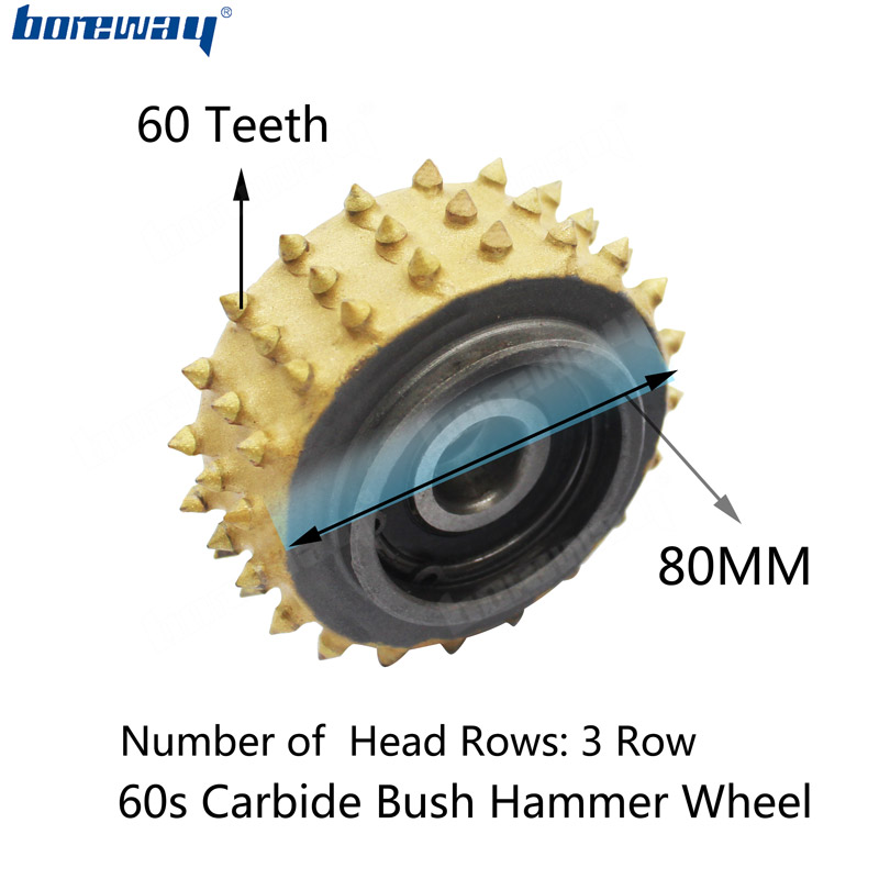 Old Fashioned 60s Carbide Bush Hammer Wheel Diamond Grinding Head  For Concrete Stone Litchi Surface 