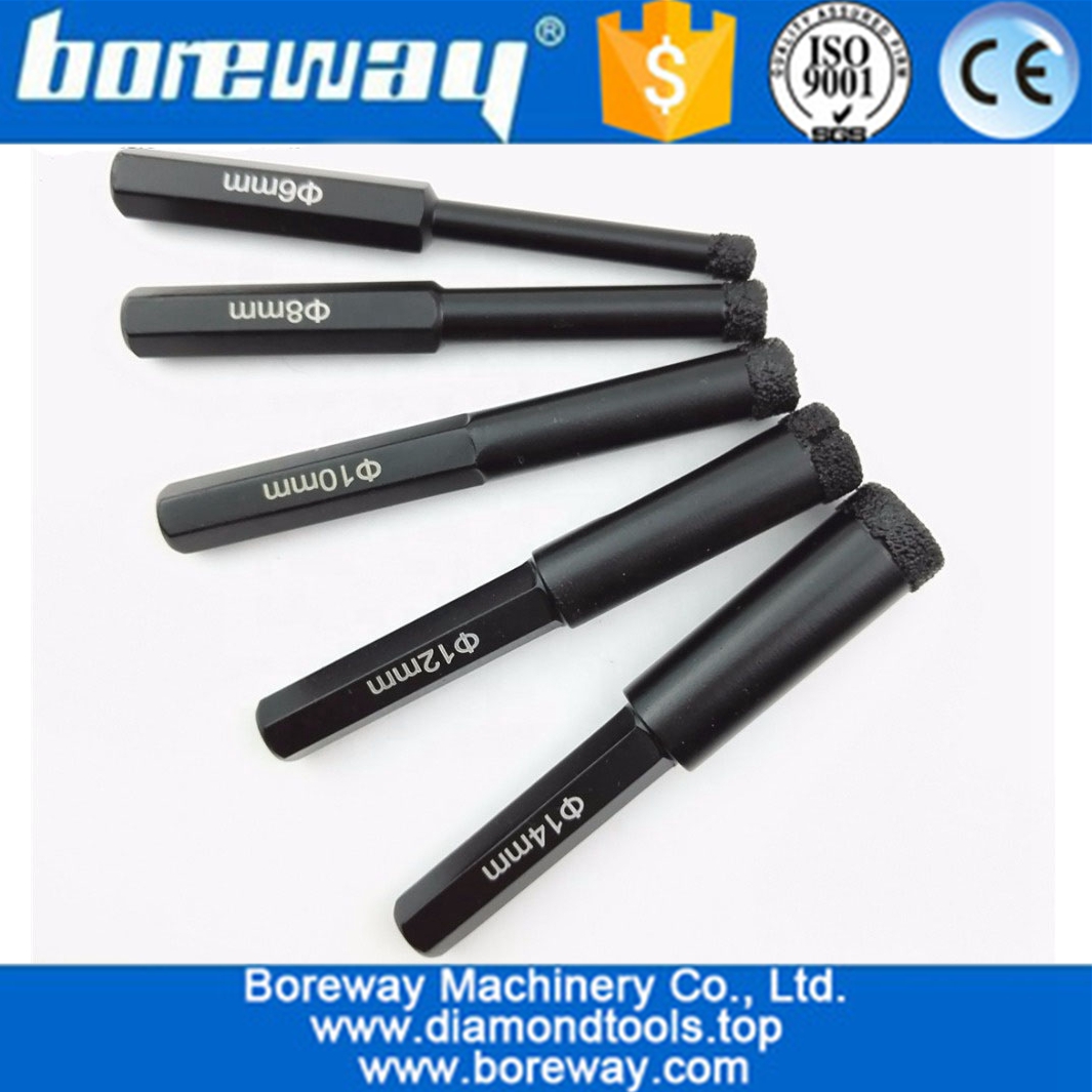 6mm-14mm Hexagon shank Vacuum Brazed wet drillling diamond core drill bits Drill Hole Saw