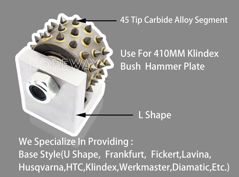 Rotary Bush Hammer Roller For 410mm Klindex Grinding Concrete Plate