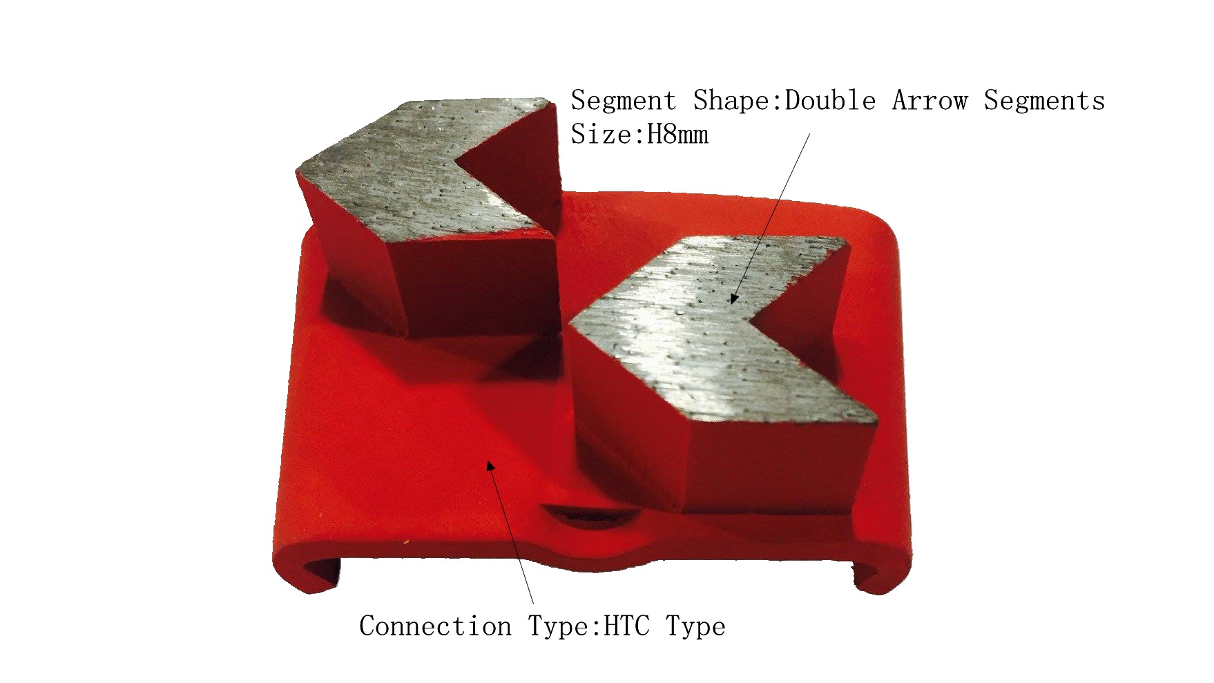 Double Arrow Segments HTC Diamond Floor Grinding Blades With Super Soft Bond