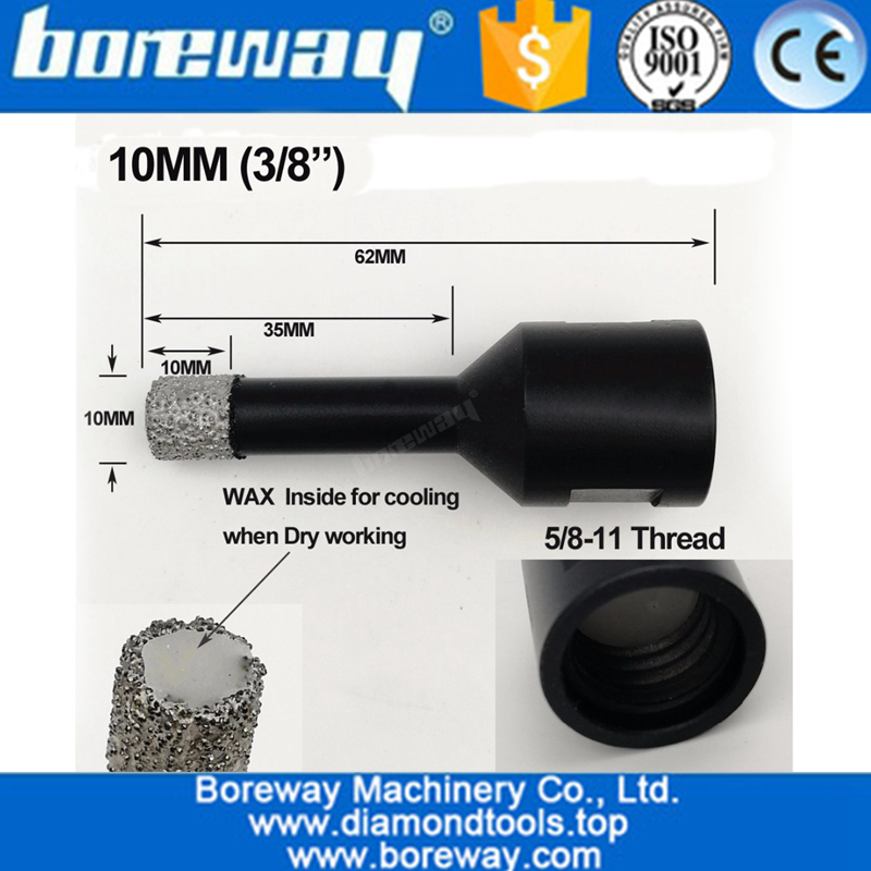 Dia.10mm Vacuum Brazed Diamond Drill Bits with 5/8-11 Connection high quality Diamond Core Drill Bit