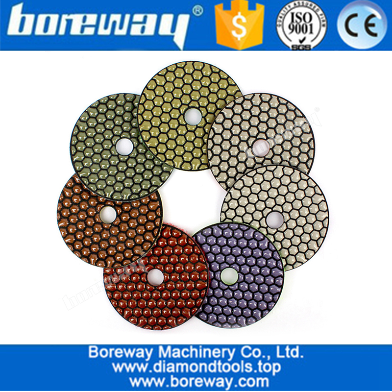 4inch 100mm Hexagon Resin Bond Dry Polishing pads For granite Marble Floor