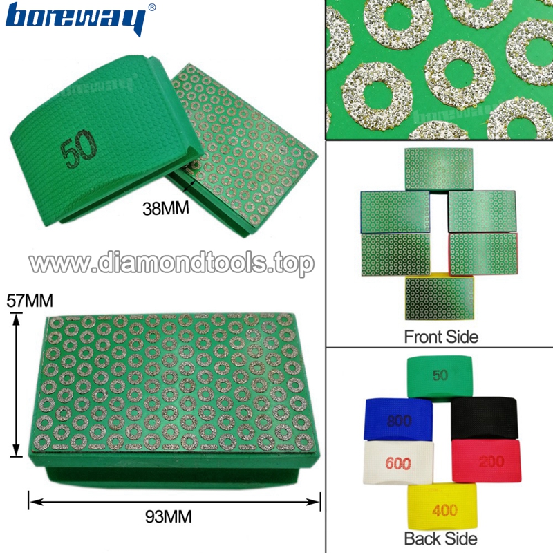 Diamond Hand Polishing Pad for concrete stone 90X55MM Diamond Hard Foam-backed Hand Pad 01