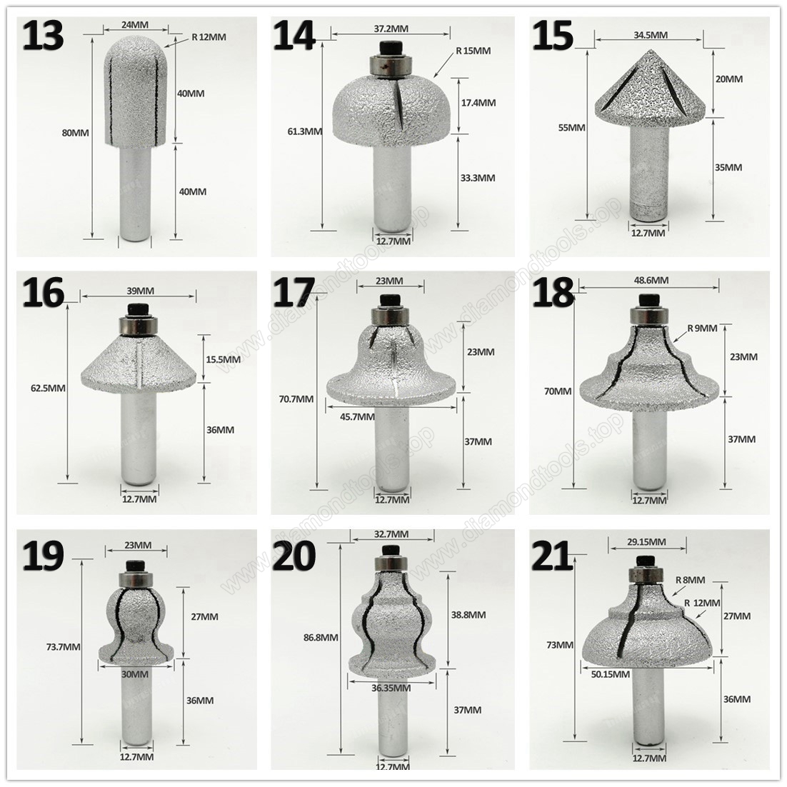 Vacuum Brazed Diamond Router Bits for Granite Marble Router Cutter with 1/2