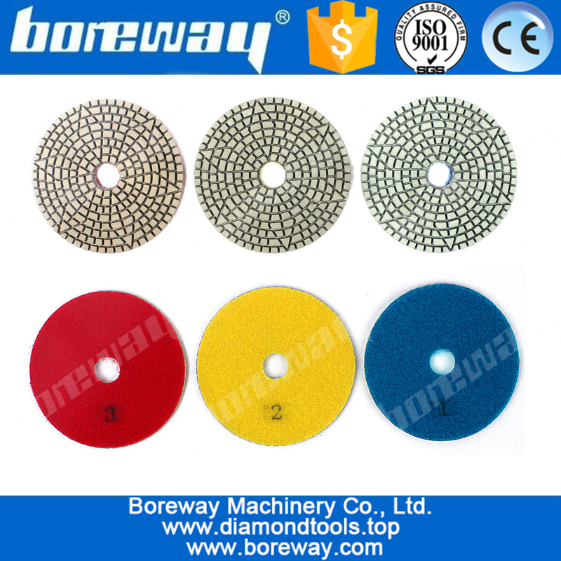 3 Step 4 Inch diamond polishing pad For  Flexible Grinding Stone Marble Granite