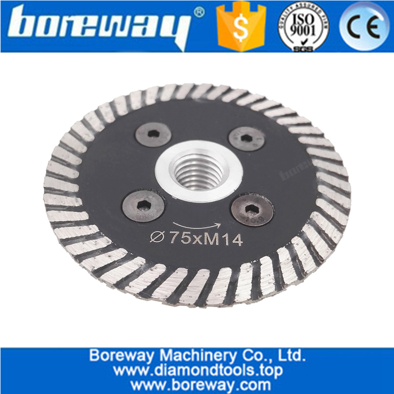 75MM Hot pressed mini turbo diamond blades with removable M14 flange