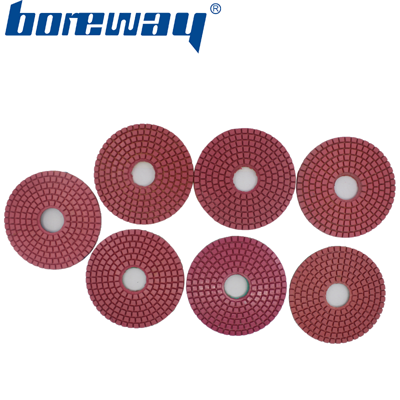 4inch 100mm 7 steps red square type wet use diamond polishing pads for concrete ceramic stone