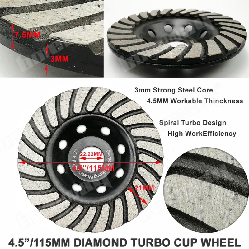 4.5 Inch Diamond Turbo Row Cup Wheel