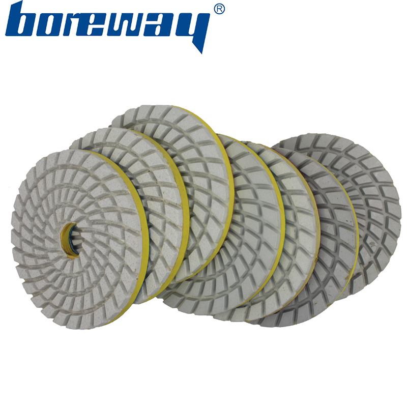 4inch 100mm 7 steps white sprial type sandwich diamond polishing pad