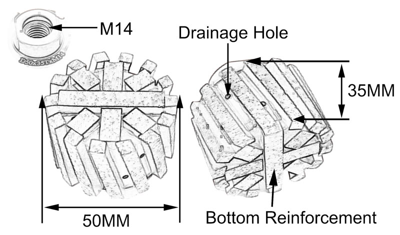 D50mm Segmented Zero Tolerance Drum Wheel With Strengthen Bottom