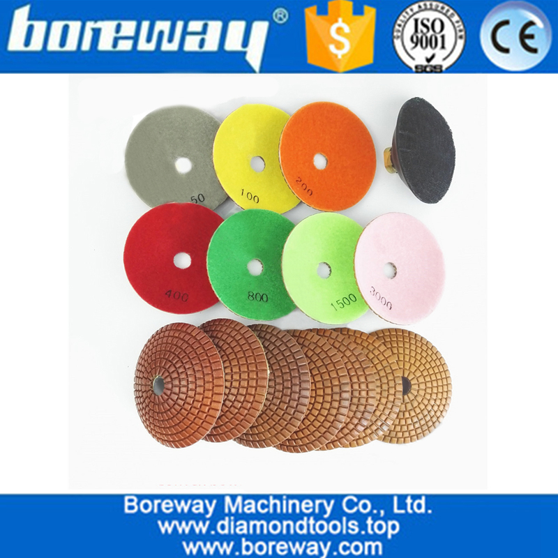 Bowl shaped wet Diamond Polishing Pads With Rubber Backer M14 Thread Diamond Sanding Disc 01